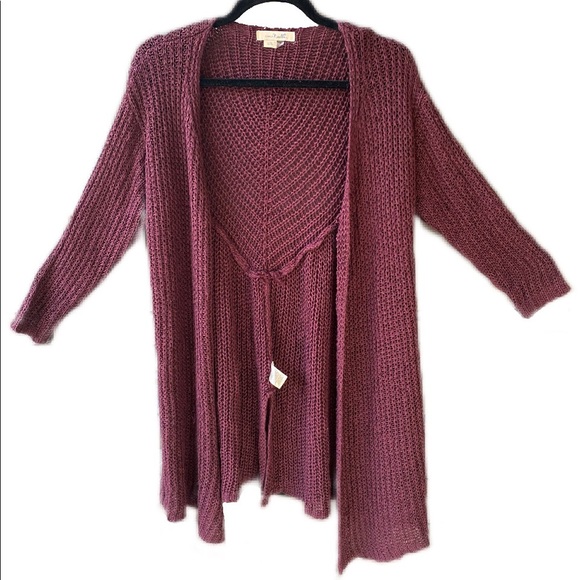 Boho Cardigan, Mulberry / Maroon, by Simply Noelle, lightweight knit, Size Large - Picture 1 of 4